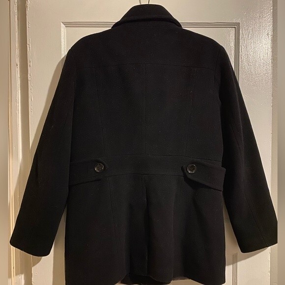 Calvin Klein Black Wool Double Breasted Peacoat - Picture 2 of 12